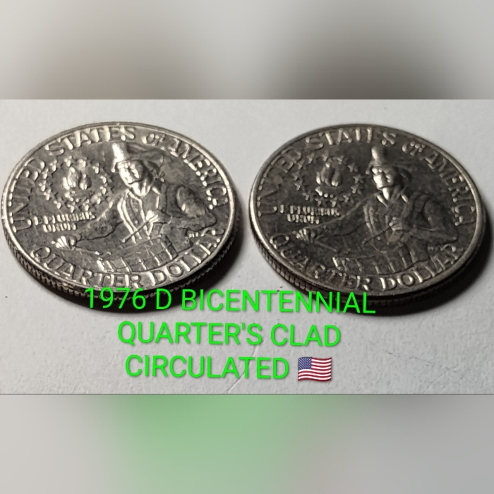 Bicentennial 1976 Clad Quarter Pair - Silver Color CIRCULATED